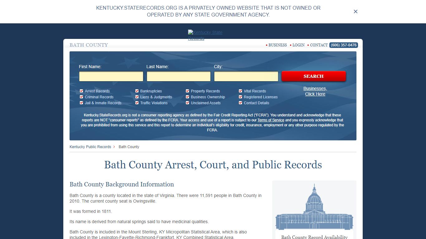 Bath County Arrest, Court, and Public Records